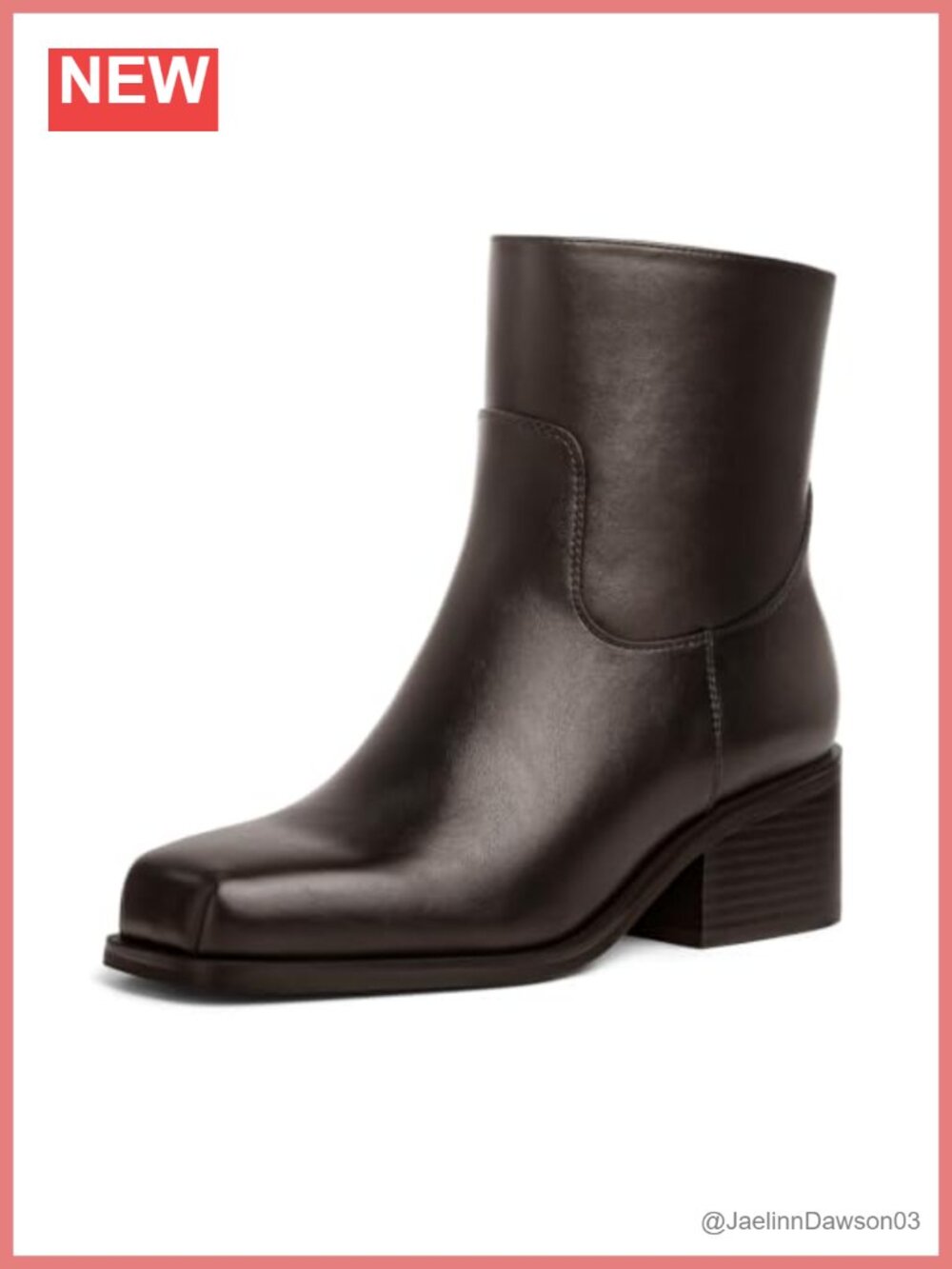 Square Toe Ankle Boots Chunky Block Heel Dress Booties Faux Leather